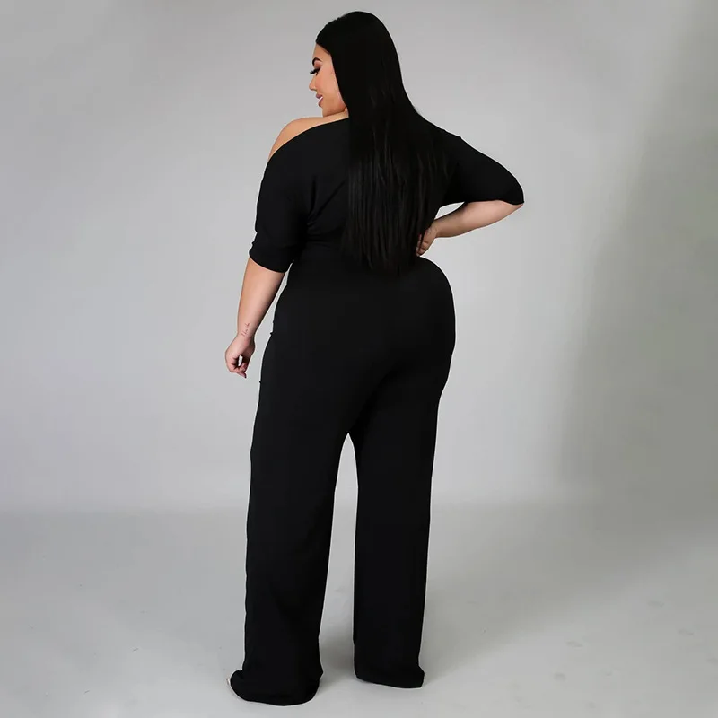 Plus Size Elegant Party Jumpsuit For Women Solid One Piece Outfit 2022 Fall Female Belt Jumpsuit Lady Designer Wide Leg Pants