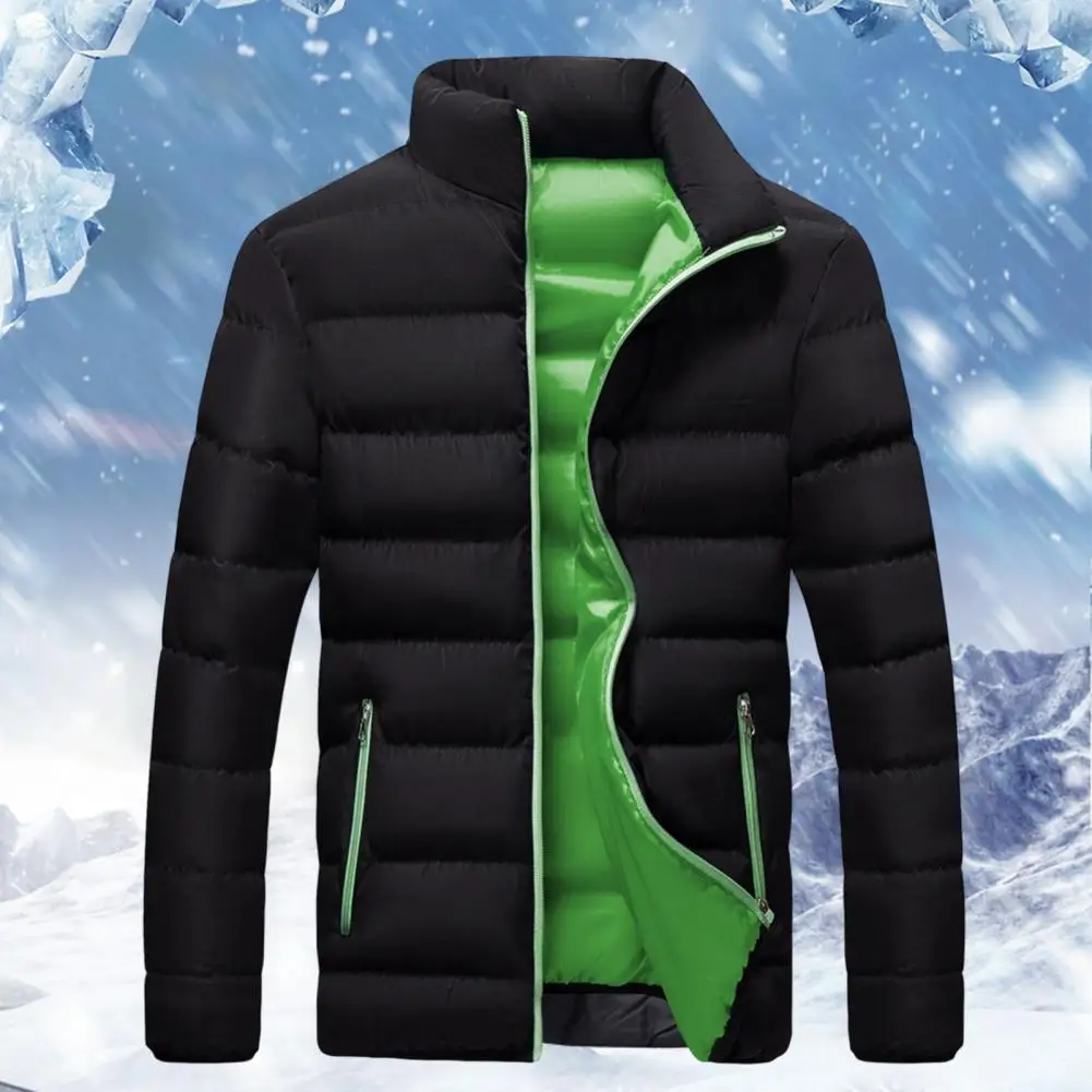 

Autumn Winter Men Cotton Padded Jacket Stand Collar Coldproof Thicken Zipper Coat Male Clothing Streetwear