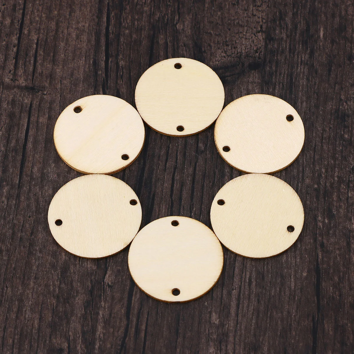 

Wooden Wood Slices Blank Circles Round Unfinished Disks Hole Tags Chip Diy Carving Engraving Pieces Painting Slice Rounds Circle