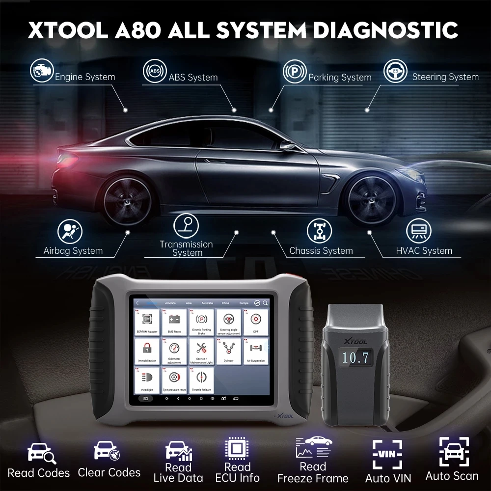 Инструмент для полной диагностики системы XTOOL A80 OBD2 двухнаправленное устройство