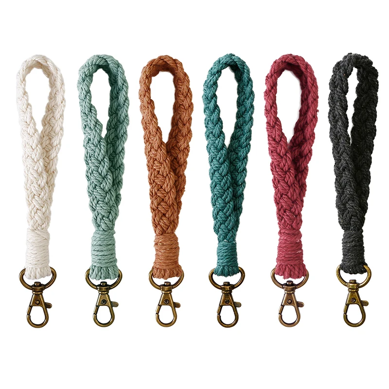 Macrame Wristlet Keychain Lanyard Braided Key Fob Strap Lobster Claw Boho Keychain Teacher Gift Wholesale