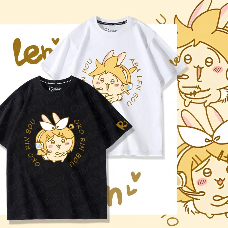 Chiikawa зеркальный звук двойной Звук с коротким рукавом футболка для мужчин и