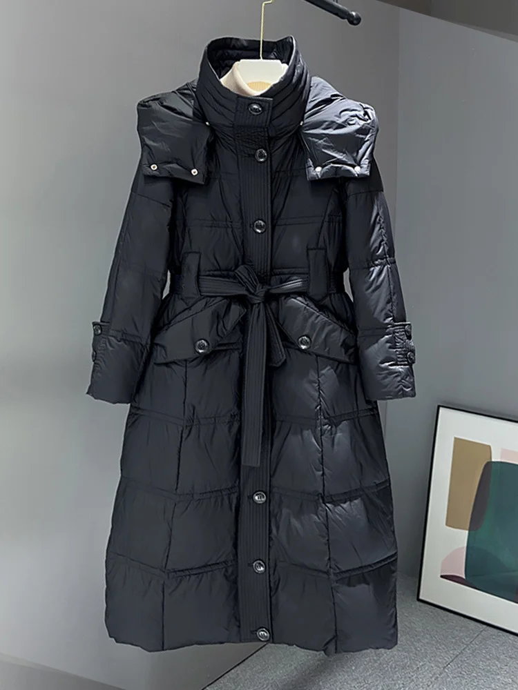 White 2023 Down Winter Duck Women 90% Coat Casual Hooded Single Breasted Windproof Long Puffer Jacket Thick Warm Parkas