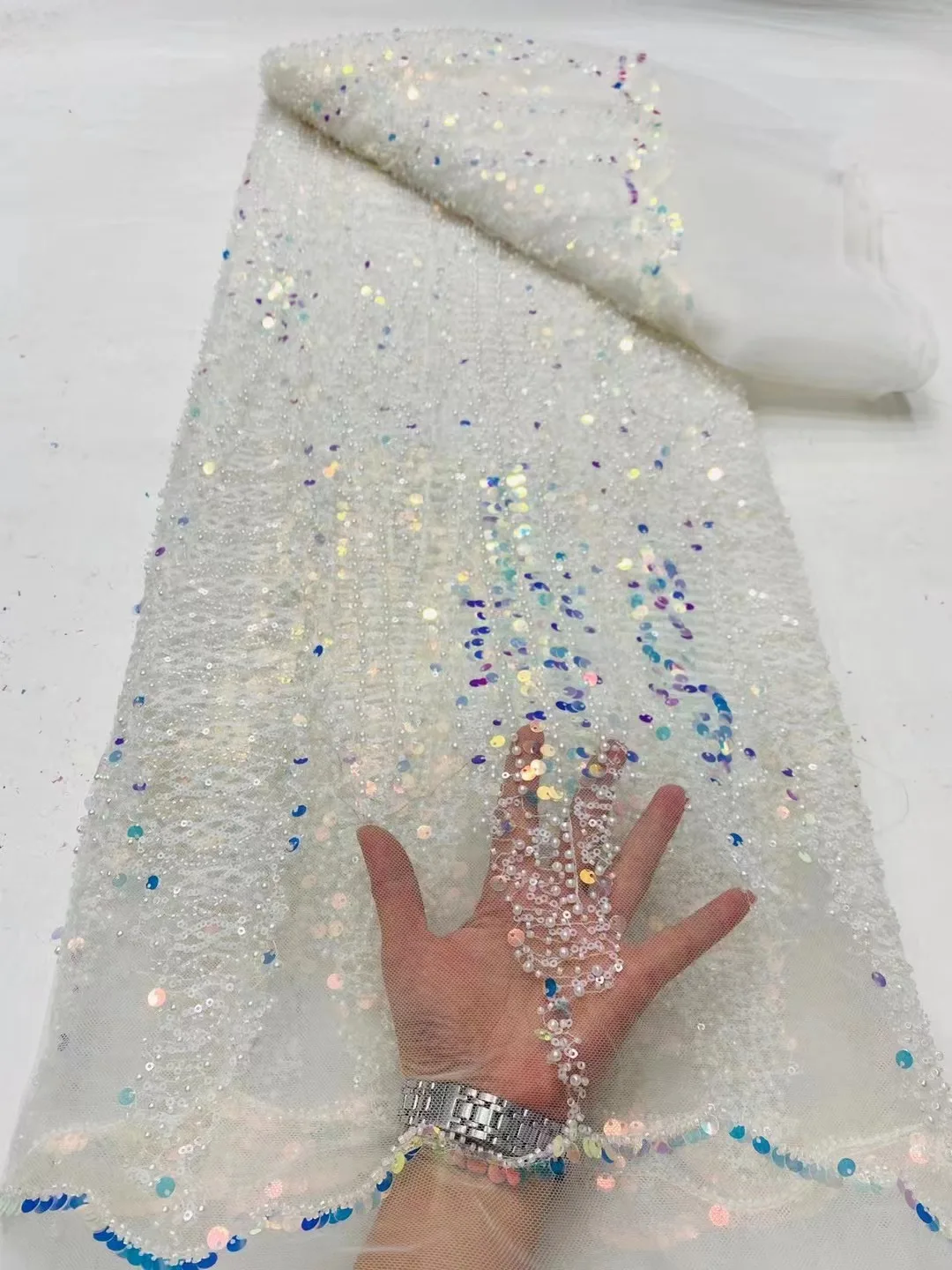 Hoh кружево высокого качества 2024 бисер кружевная ткань Роскошная вышивка