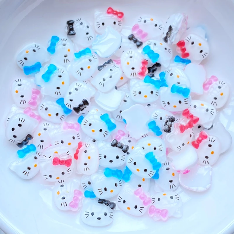 

New Resin Flat Back Cute Cartoon Animal Cat head Shape Nail Art Rhinestones 3D For DIY Manicure Accessories Decorations