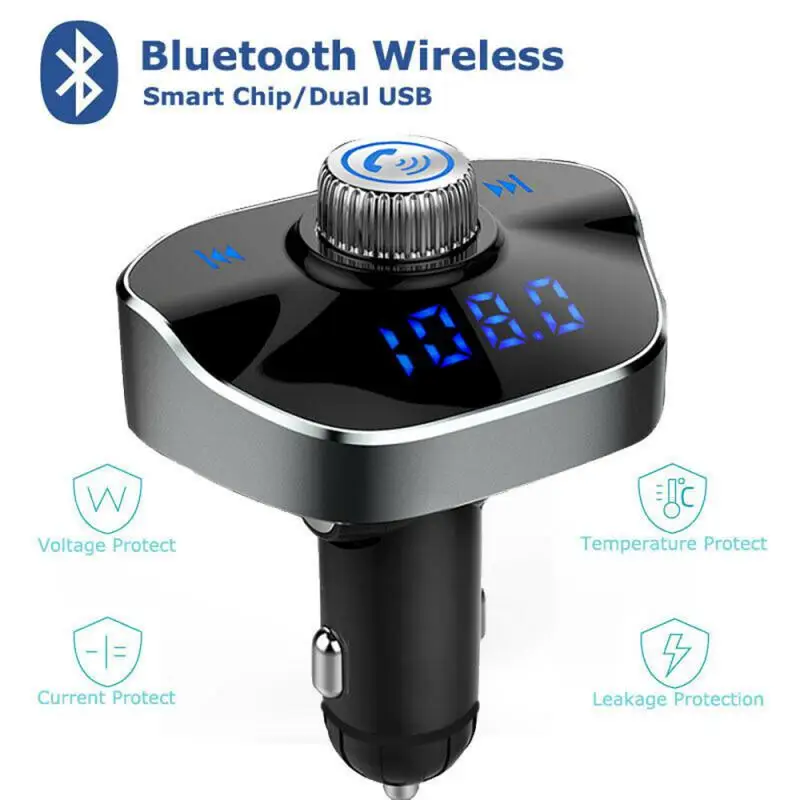 

Bluetooth 5.0 FM Transmitter 3.1A Auto Fast Charger Wireless Hands-free Car Adapter Touch Screen Dual USB U/TF Car Accessories