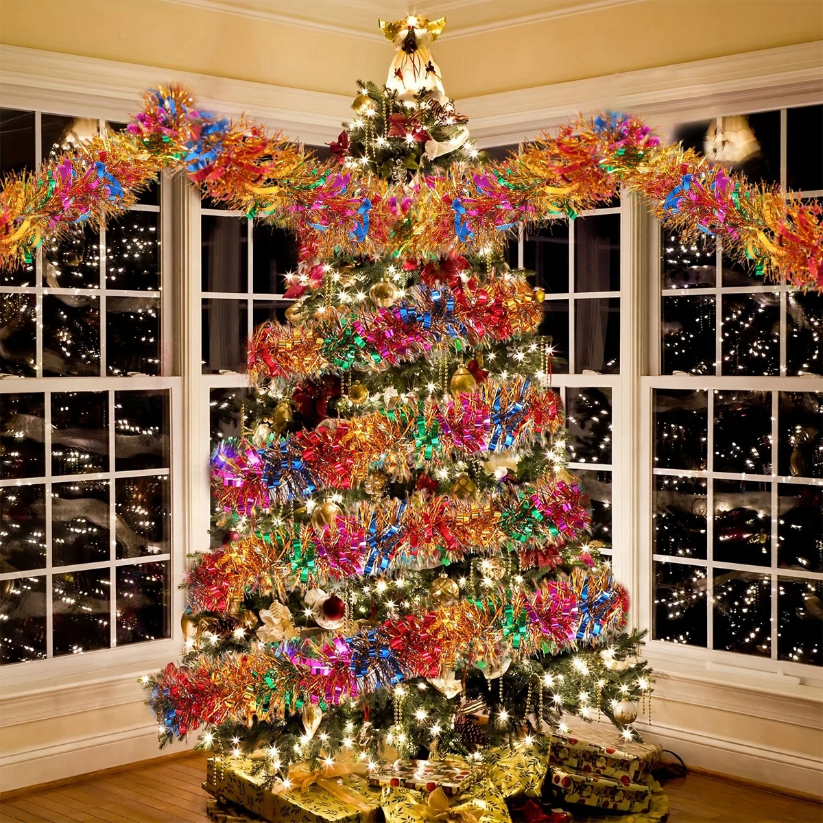 Рождественская блестящая мишура гирлянда с кисточками рождественские украшения