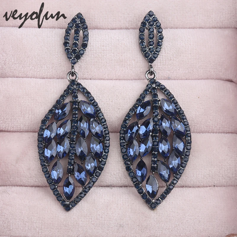 Veyofun серьги-капли в форме листа со стразами и кристаллами элегантные свадебные
