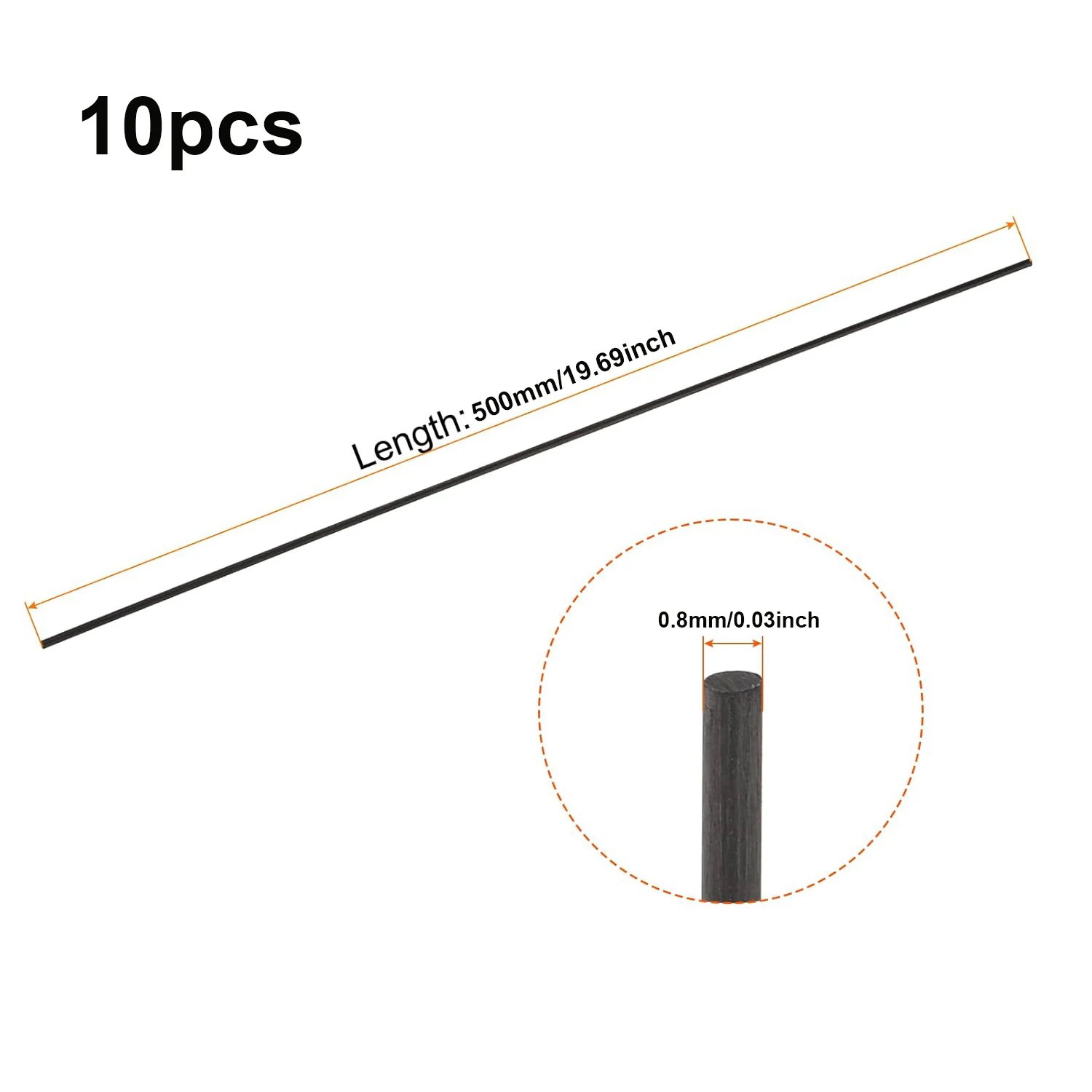 

1-10 шт., черный стержень из стекловолокна, диаметр 0,8 мм/1 мм/1,5 мм/2 мм/2,5 мм/3,0 мм-8 мм, изоляционный материал, твердые стержни из стекловолокна, длина 500 мм