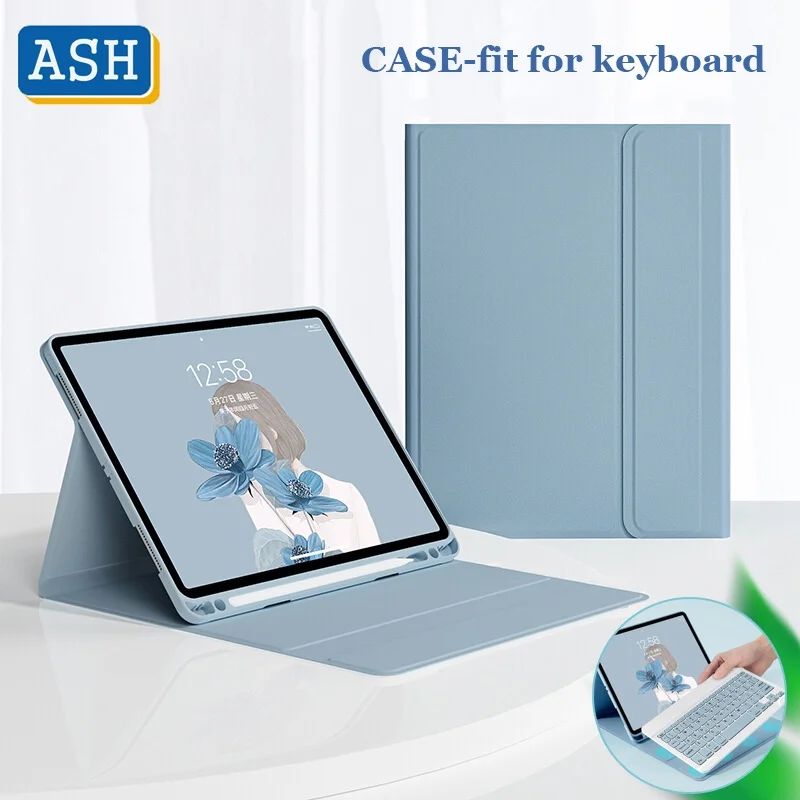 

ASH for 9th iPad 10.2 9th 8th 7th Air 5 2022 Air 4 3 2 1 Mini 6 5 Pro 11 10.5 9.7 Lightweight Keyboard Case With Pencil Slot