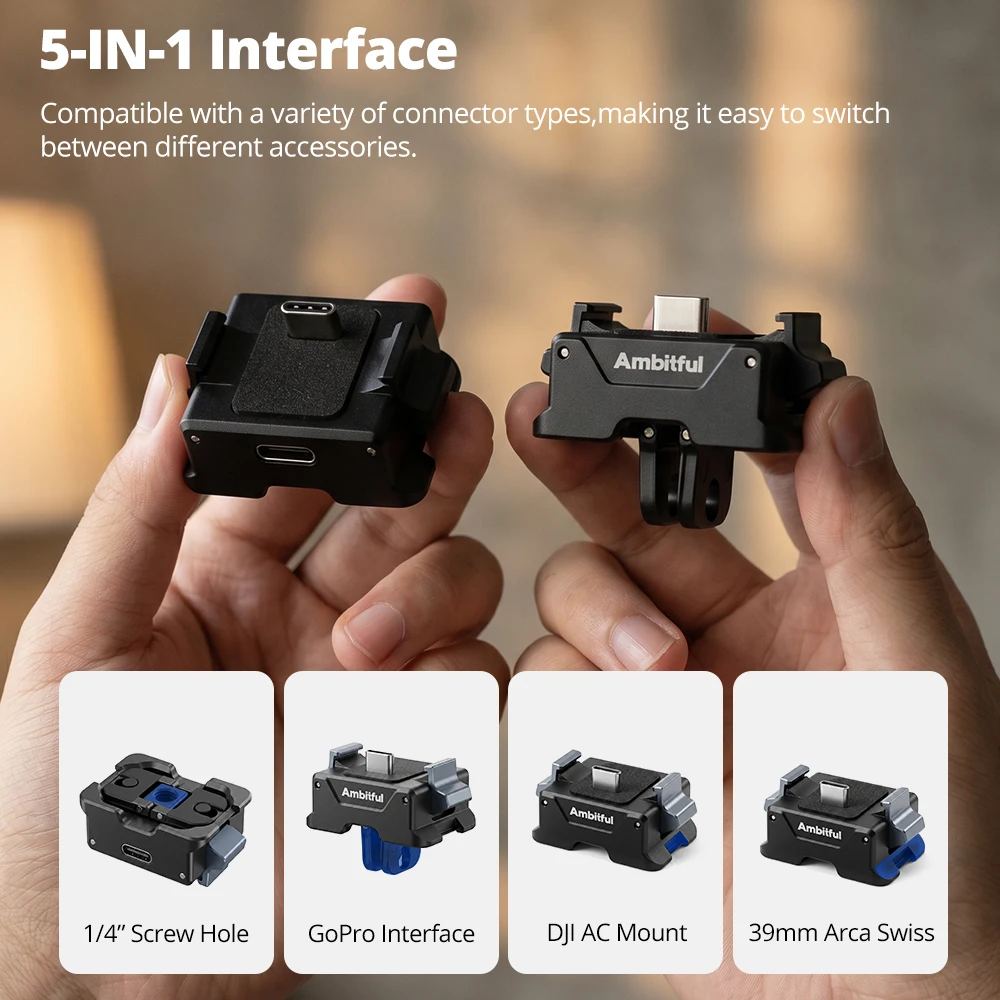 Фото Адаптер для зарядки Ambiful DP04 USB, портативный аксессуар для ручного стабилизатора камеры DJI Osmo Pocket 3/4 №4