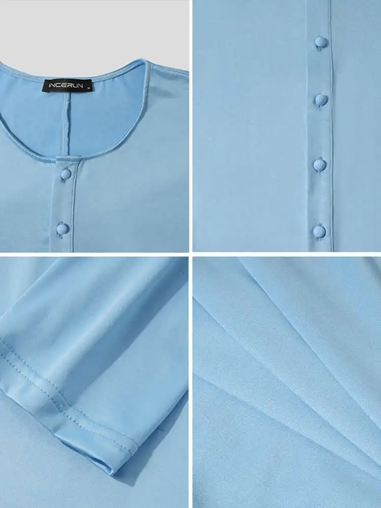 INCERUN 2022 Sexy Fashion Style Men Onesies Leisure Solid Comfortable Rompers Stylish Male Short Sleeves Skinny Jumpsuits S-5XL