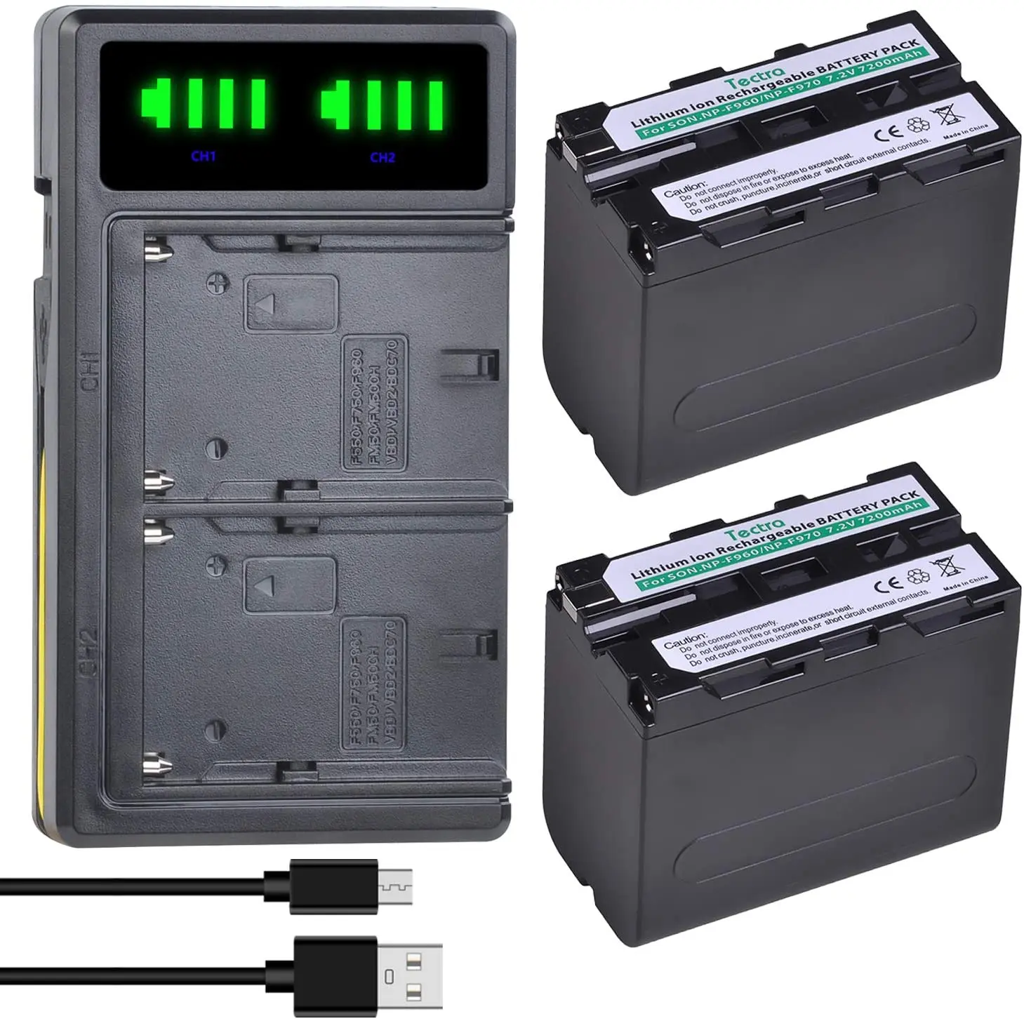 Batería de 7200mAh NP-F970 NP F960 + cargador Dual LED para Sony NP-F330, NP-F550, NP-F570, NP-F750, NP-F770, NP-F930