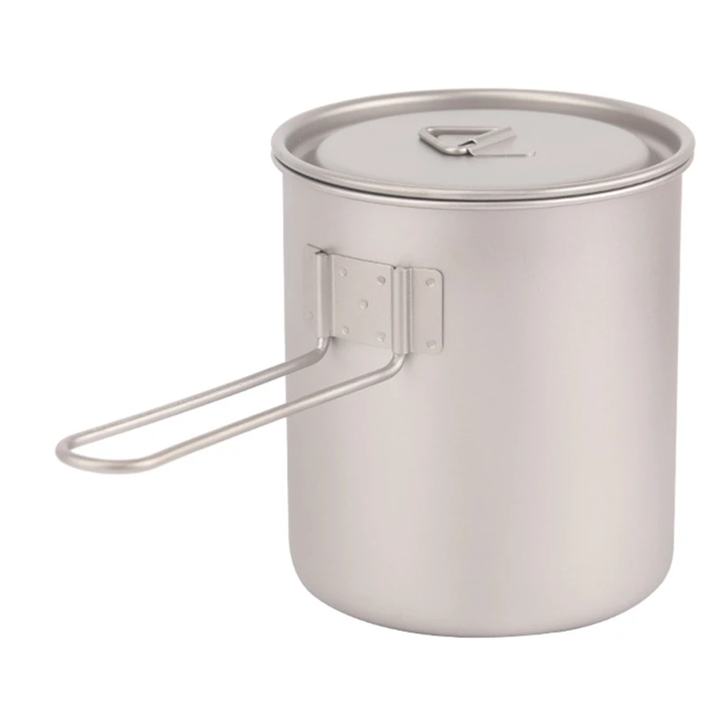 

750Ml Ultralight Titanium Cup With Long Handle Outdoor Portable Cookware Mug Tableware Cooking Pot For Camping Picnic