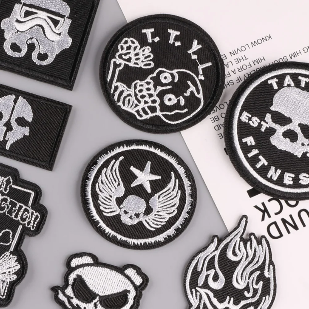 

2pcs Letter Patches Clothes Accessories Badge Skull Ghost Embroidered Badge Stickers Punk Hippie Appliques for Clothing Iron On