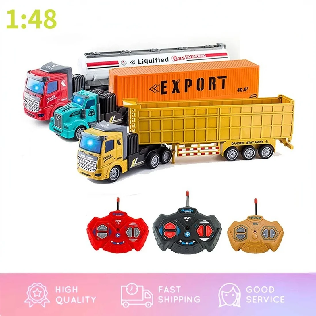 

36cm 1:48 Children's Car 2.4G Rc Toys Car Remote Control Semi-trailer Construction Truck Electric Cars Vehicles Toys for Boys