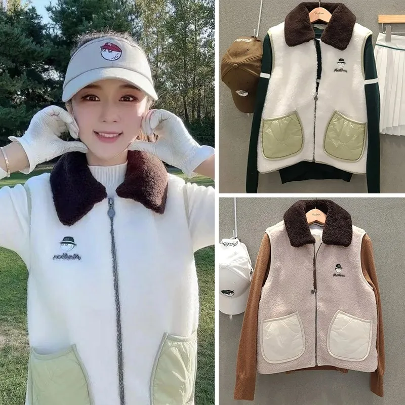 【 Presale 】Women's Casual Sherpa Fleece Lightweight Fall Warm Zipper Vest with Pockets，Removable Collar