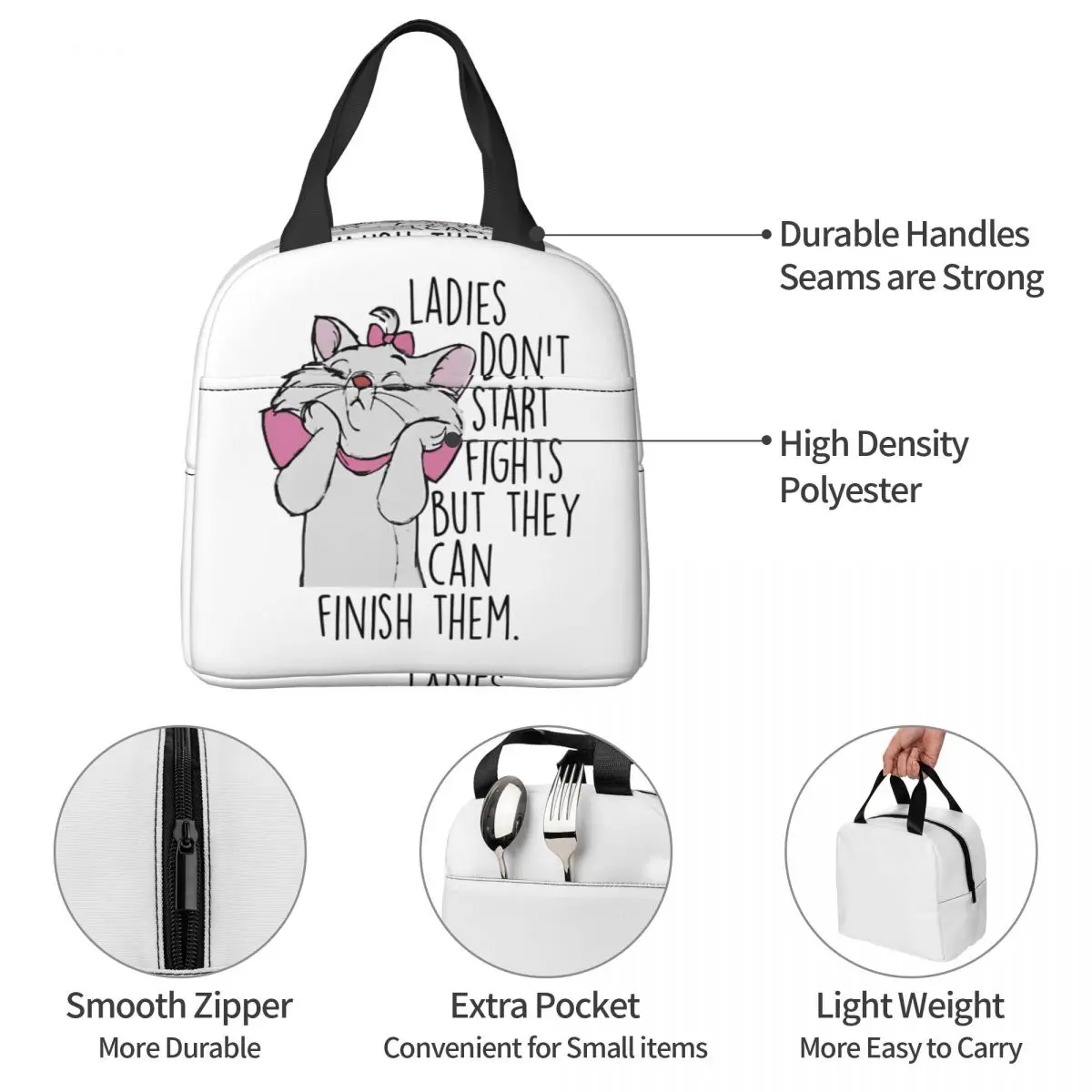 Фотоизолированная сумка для ланча с милым котенком Термосумка контейнер еды