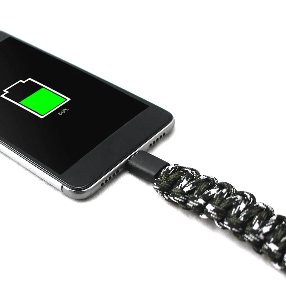 

Nylon Umbrella Ropes Bracelet Camping Type-C Charging Line USB Data Cables Multi-functional Outdoor Emergency Tools