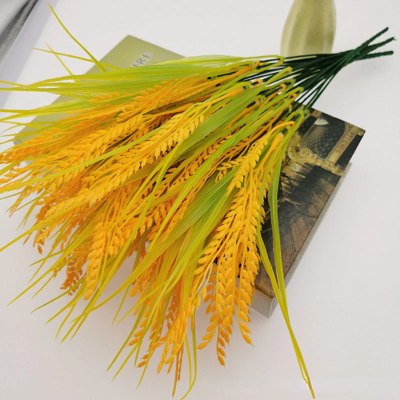 

NEW 37cm Simulation of dry rice ear bouquet pastoral 7-fork wheat rice ear shopping mall home decoration fake rice ear wheat ear