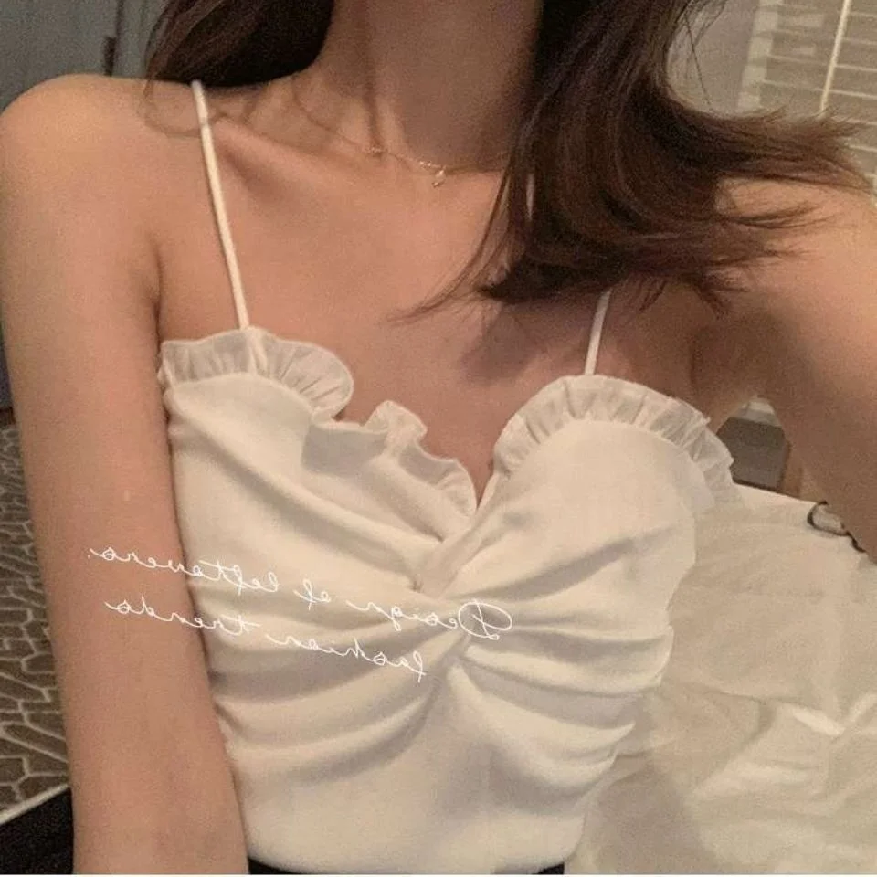 white camis tops women inside summer basic Chiffon V-neck fashion women tops camis