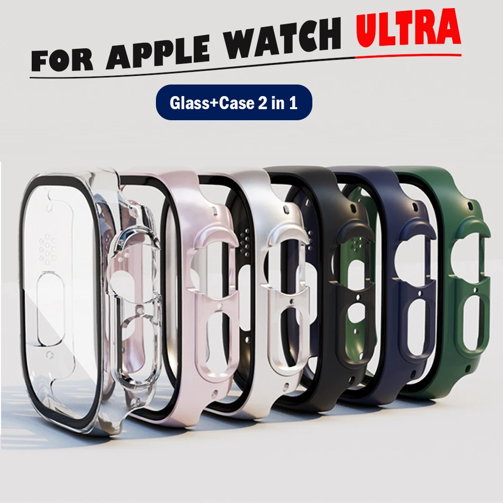 

Tempered Glass+Cover For Apple Watch Ultra 49mm case smartwatch PC Bumper Screen Protector smart iwatch series band Accessories