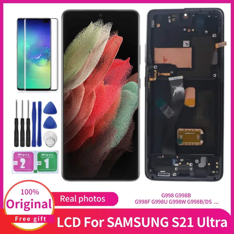 

Original S21 Ultra Screen For Samsung Galaxy S21 Ultra LCD Display G998 G998B LCD G998F G998B/DS 6.8" Screen With Frame Assembly