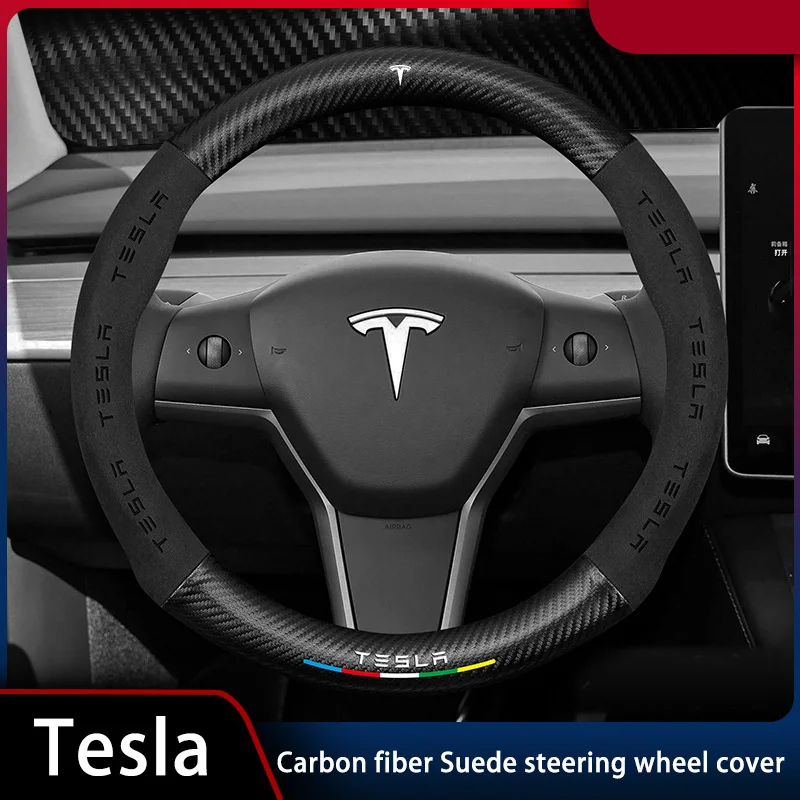 Нескользящие замшевые аксессуары из углеродного волокна для Tesla Model 3 X S Y P100D SpaceX, автомобильные аксессуары