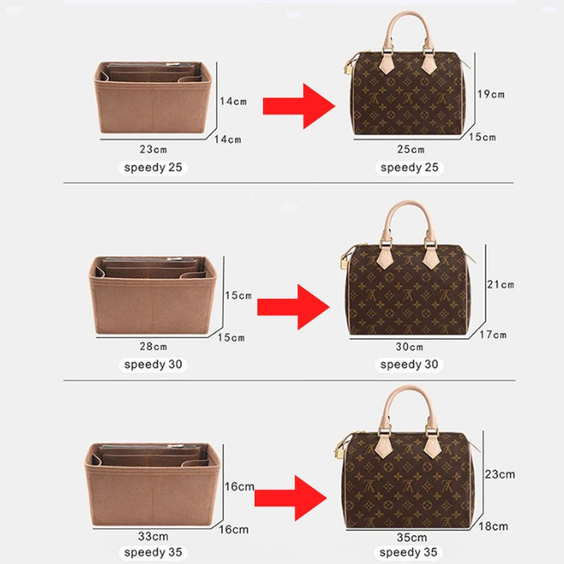 Съемный фетровый кошелек-органайзер для роскошной сумки Speedy 25, 30, 35, косметичка, формирователь, подкладка, дорожная внутренняя сумка (art.: 3920d41e345ea) - 3920d41e345ea