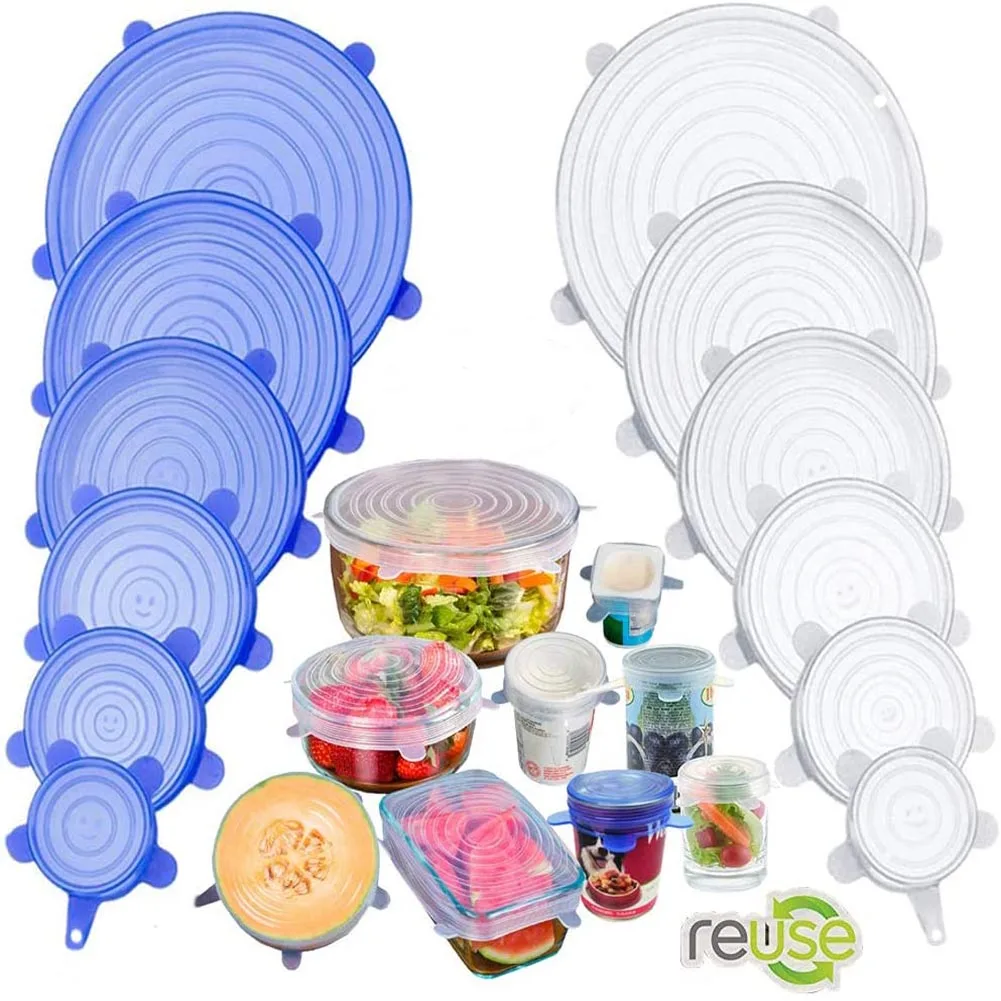 

Silicone Cover Stretch Lids Reusable Airtight Food Wrap Covers Keeping Fresh Seal Bowl Stretchy Wrap Cover Kitchen Accessories