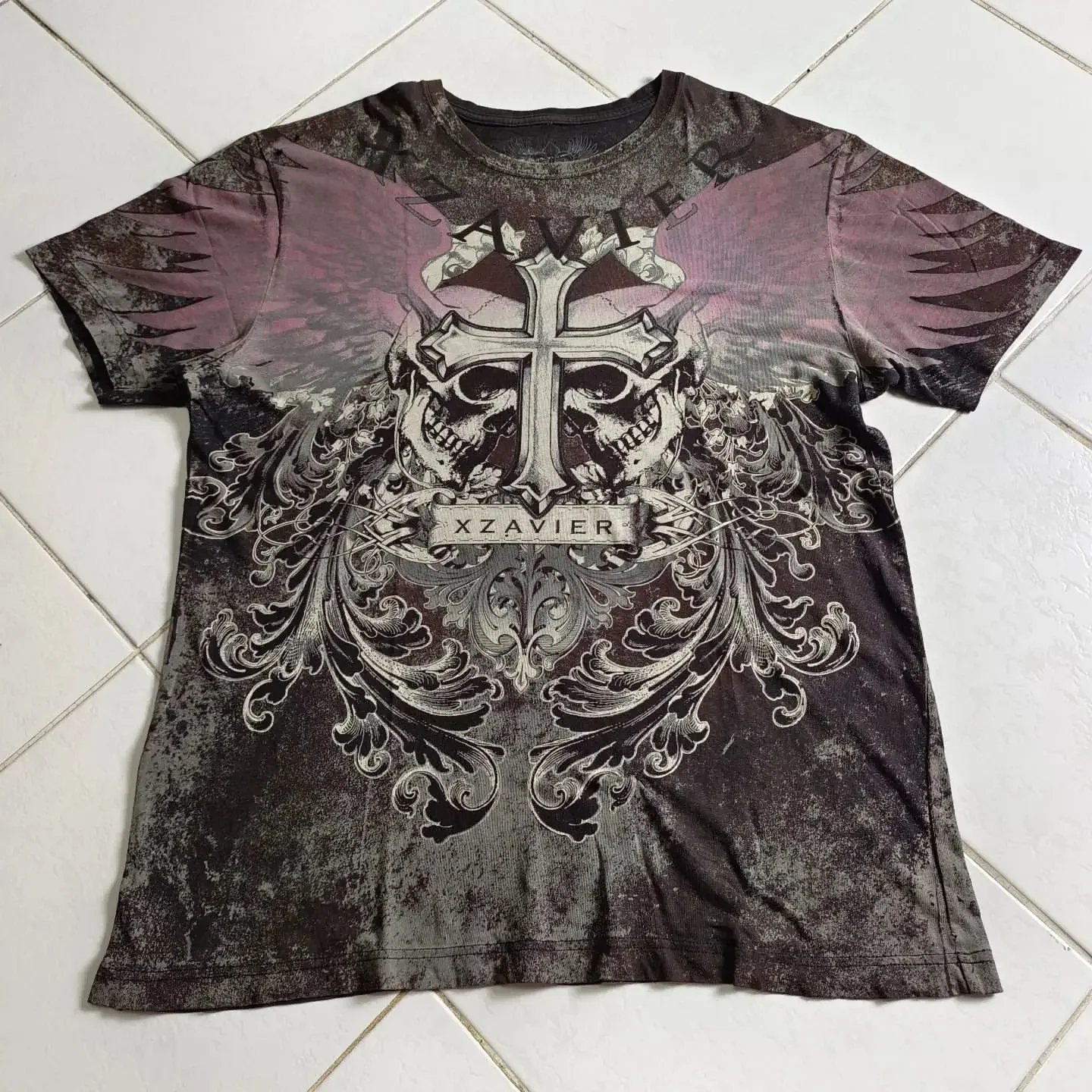 Y2K Affliction футболки мужские хип-хоп готическая футболка готический череп с принтом