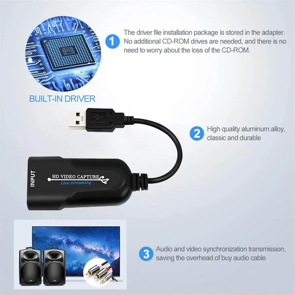 

Мини-карта захвата видео USB 3 0 HD, записывающее устройство для DVD-видеокамеры, HD-камеры, прямой трансляции