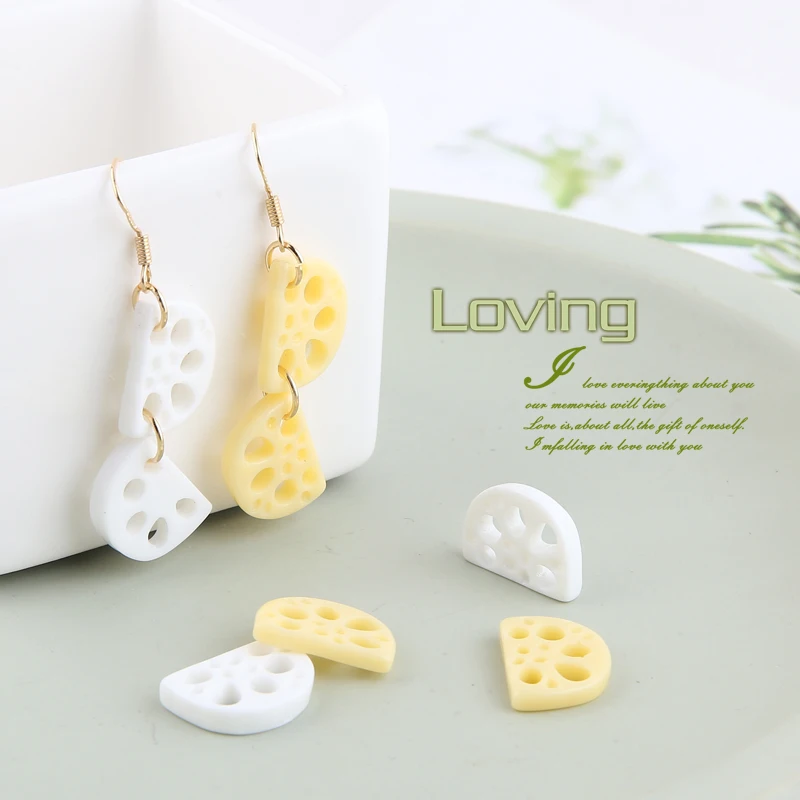 

10pcs Diy Resin Accessories Small Fresh Fun Small Lotus Root Earrings Pendant Handmade Of Fashionable Materials Charms