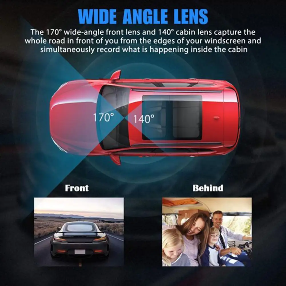 Dual Camera Car Dash Cam Dvr Registrator Full HD 1080P Video Recorder Front And Inside Cabin For Uber Taxi Drive J8A7 | Автомобили и