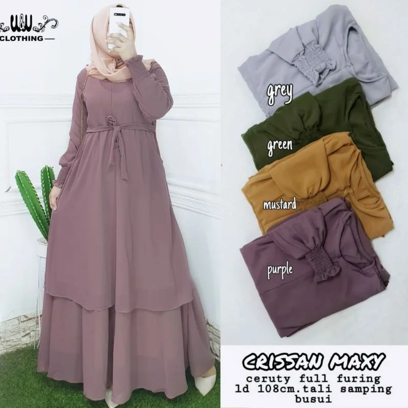 

Ceruti Full Furing Nursing Friendly Multicolor Long Sleeve Maxi Dress for Women