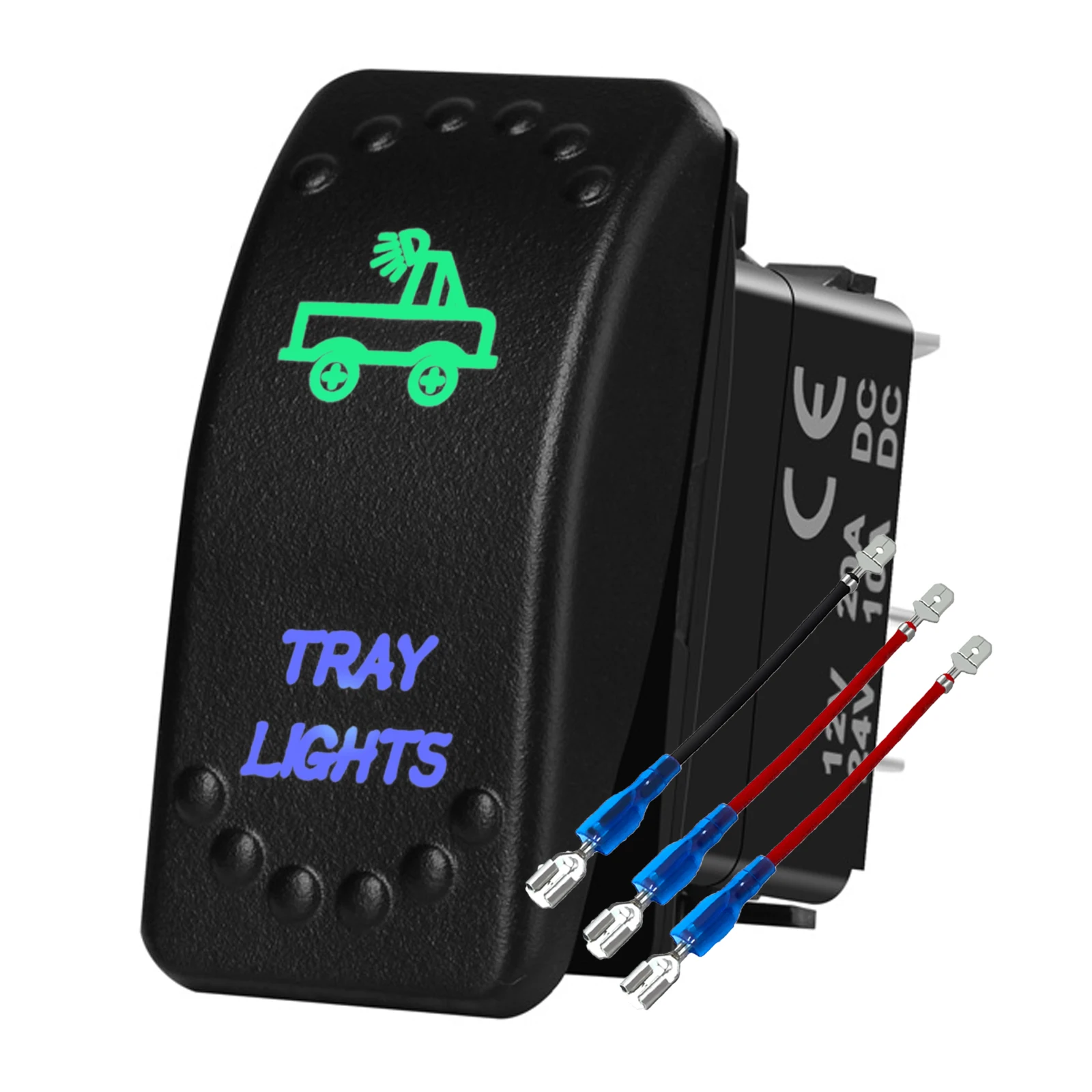 

12 В/24 В водонепроницаемый кулисный переключатель 3P ВКЛ/ВЫКЛ SPST 20A зеленый синий светодиодный светильник для автомобиля, лодки, квадроцикла, UTV 4x4 Polaris RZR Ranger Can Am Jeep