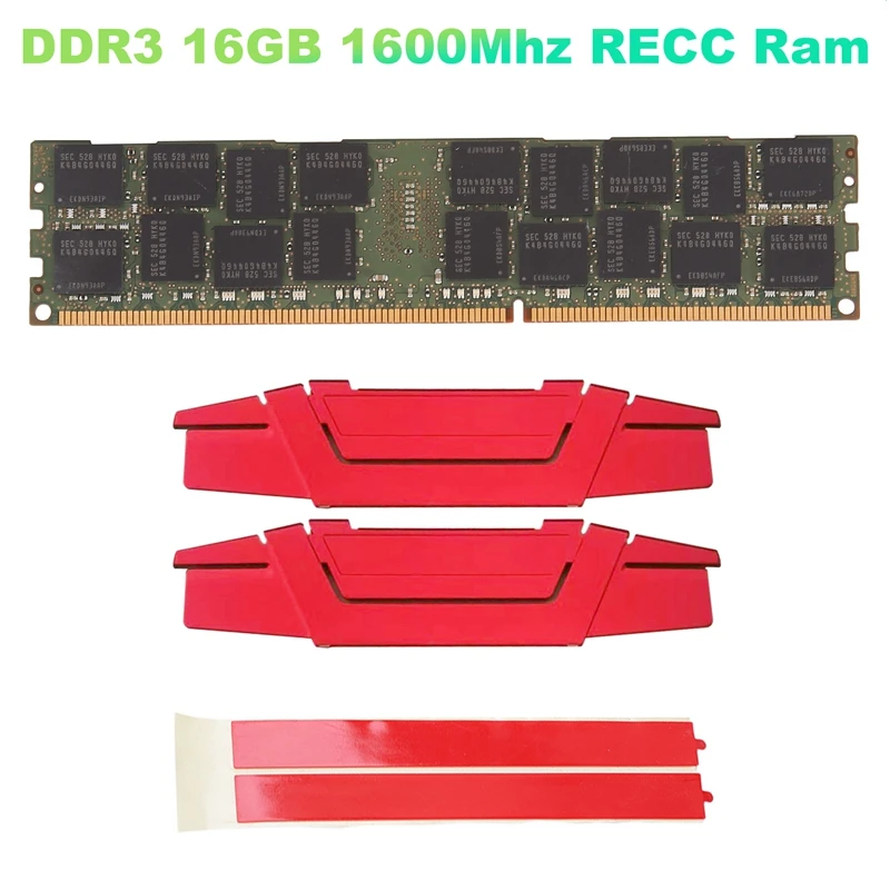 16GB DDR3 1600Mhz RECC Ram+Cooling Vest PC3-12800 Memory 240Pin 2RX4 1.35V REG ECC Memory RAM For X79 X58 Motherboard