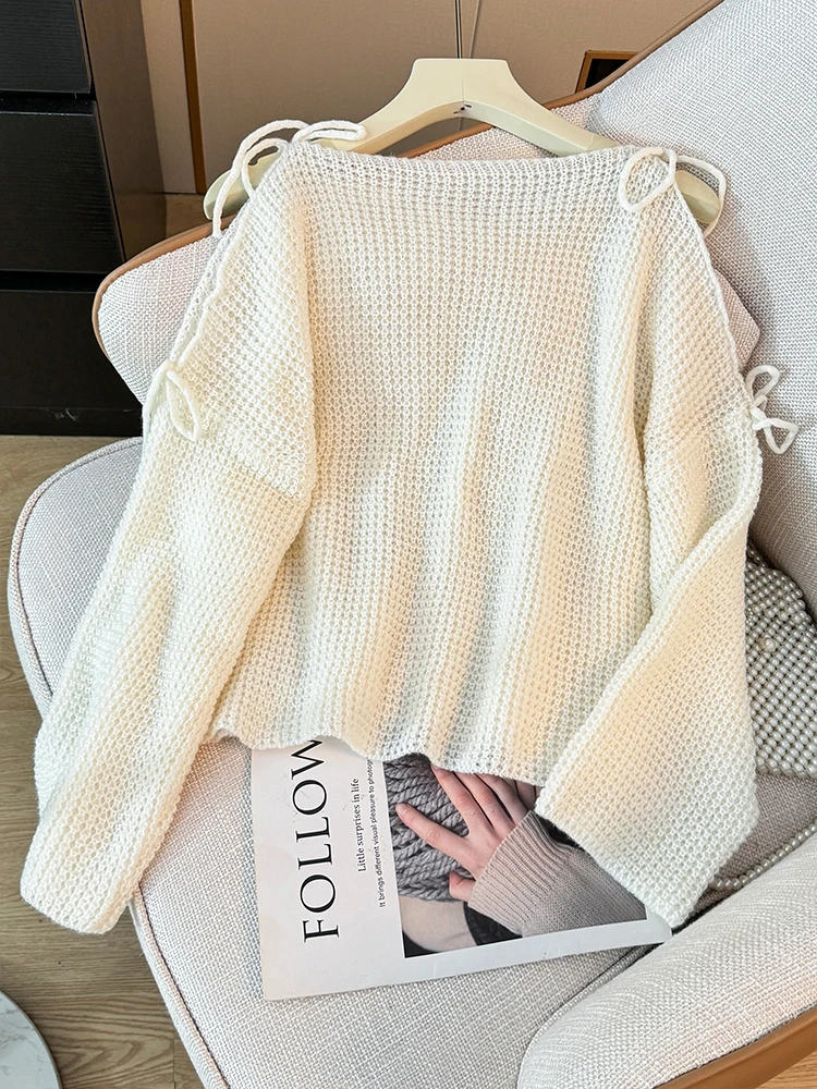 Kimotimo свитер с открытыми плечами и длинным рукавом вырезами женская летняя