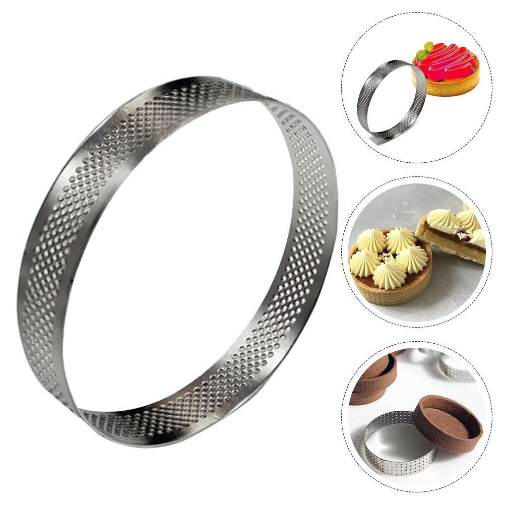 

Ring Cake Rings Tart Mousse Round Circle Muffin Baking Moldsstainless Pastry Steel Mold Perforated Tarts Biscuit Dessert
