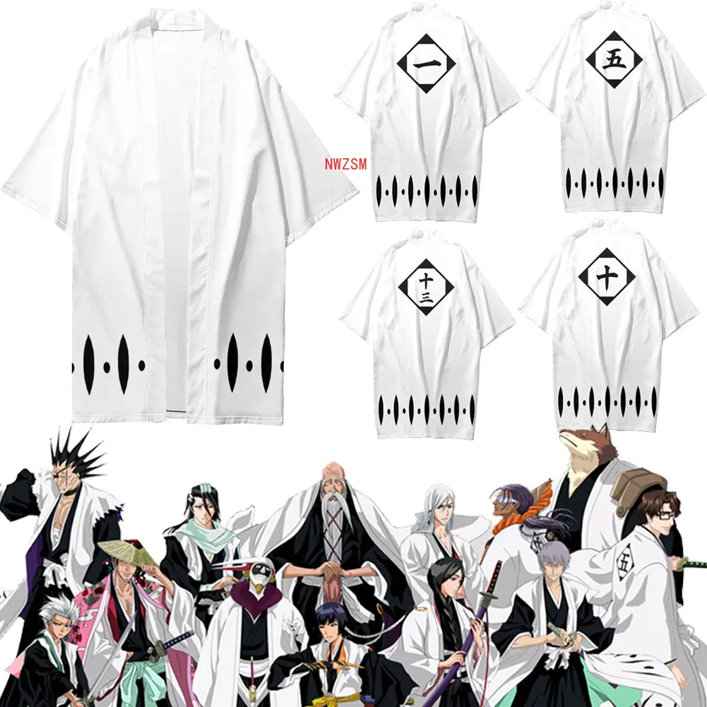 

Аниме отбеливатель Gotei 13 Kyoraku Shunsui косплей костюм Мужская накидка халат ролевые игры фантазия на Хэллоуин карнавал одежда для маскировки