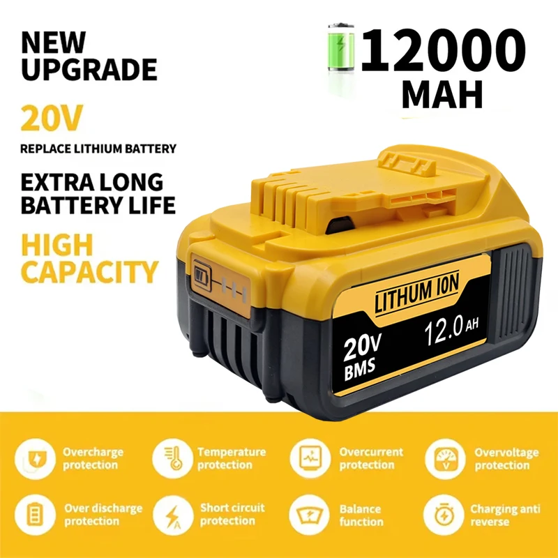 Фото Аккумулятор DeWALT 20В 3Ач 12Ач для DCB606 DCB205 DCB206 DCB209 DCB182, литий-ионный, быстрая зарядка, для электроинструментов №2