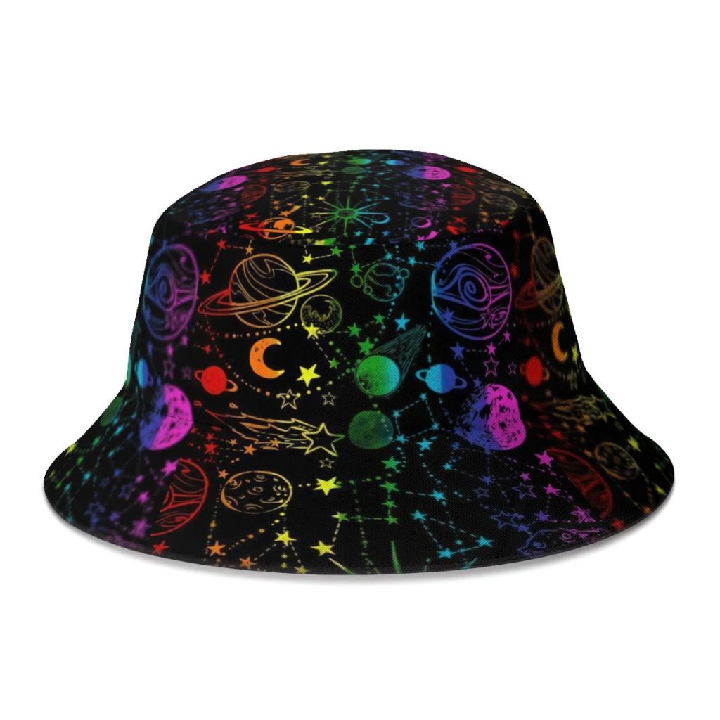 

Summer Space Butterfly Bucket Hat for Unisex Awesome Psychedelic Magic Fisherman Hats Sandbeach Sun Hat