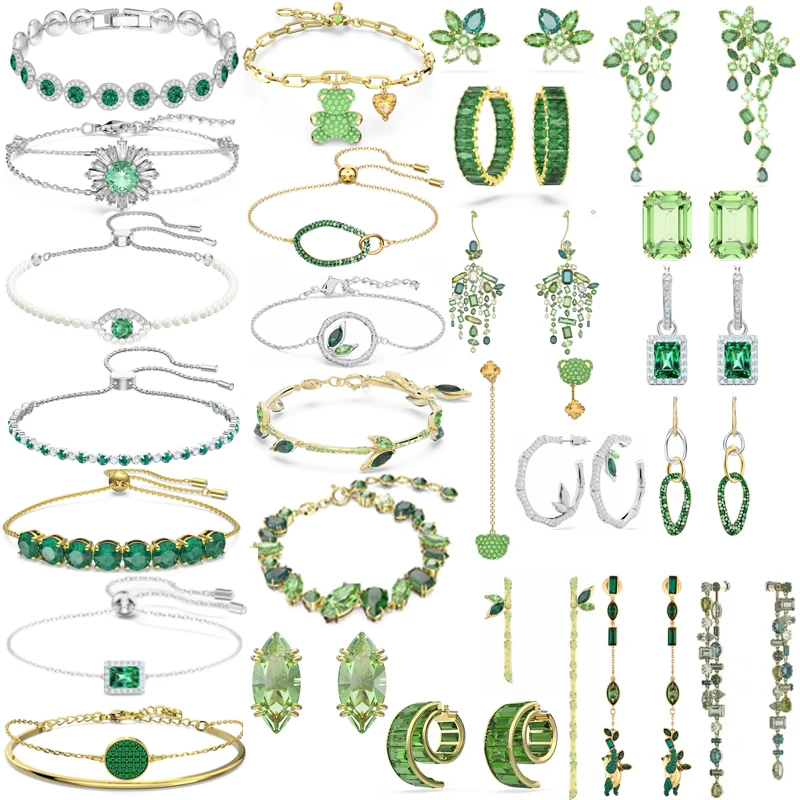 

Summer New High-end Jewelry Green Bracelet Earrings Holiday Gift Expresses Heart Full of Ritual Sense Free Shipping