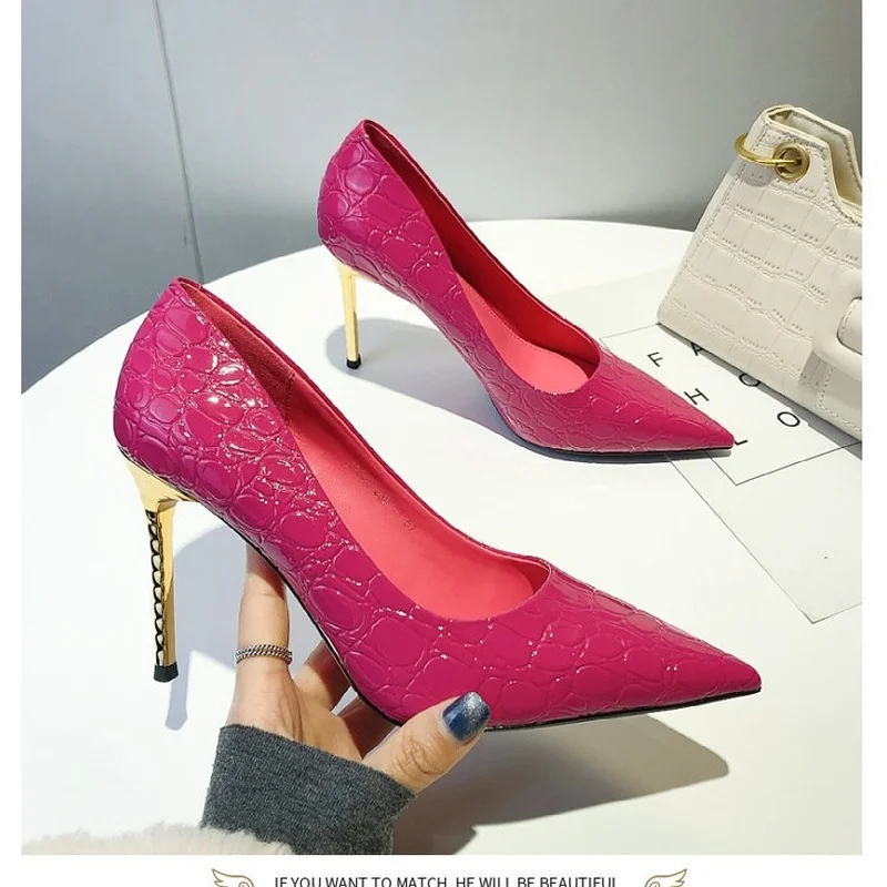 

Rose Red High Heels Pumps for Women Shoes Stiletto Pointed Toe Sexy Pumps Work Shoes Wedding Shoes Zapatos De Mujer 2023 New