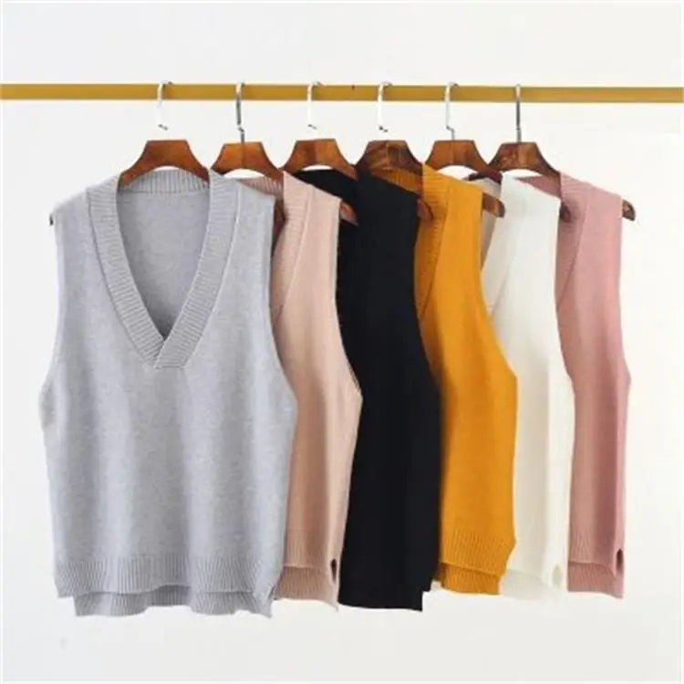 

Fashion Korean Women's Sweater Knitted Vest Autumn and Winter Loose Sleeveless Women's Winter Pullover Sweater