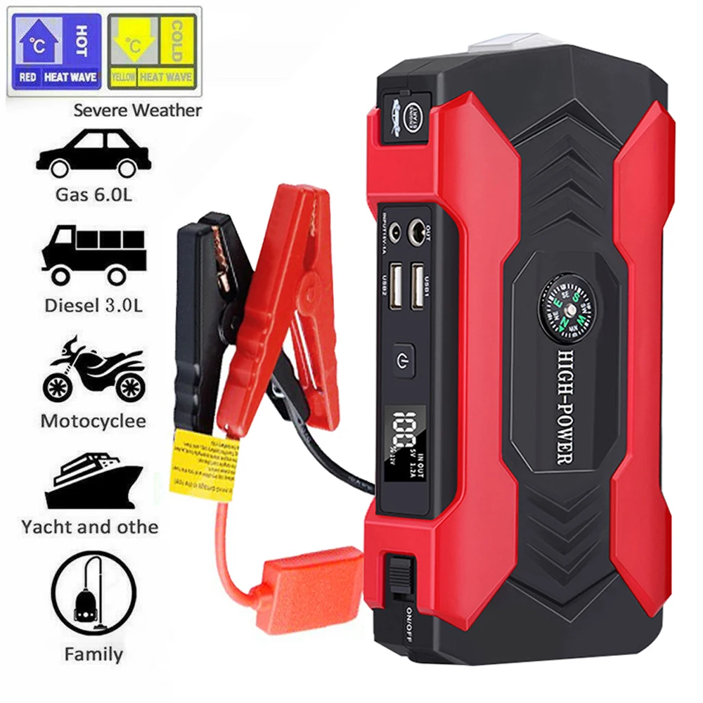 

800A 12V 28000mAh Car Battery Starter Car Jump Starter Power Bank Automobile Battery Booster Starting Charger Start Device