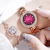diamond women watches rose gold watch ladies quartz watches iced out rhinestone womens bracelet set watches relojes para mujer