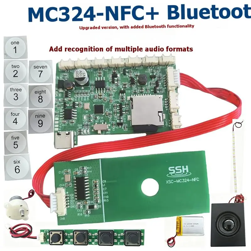 Фото ABKQ-For MC-324 NFC-основная плата 5 Вт MP3 для музыкального плеера, 9-кнопочные звуковые аксессуары, USB-подключение, NFC-модуль для музыкального настенного автомата. №5
