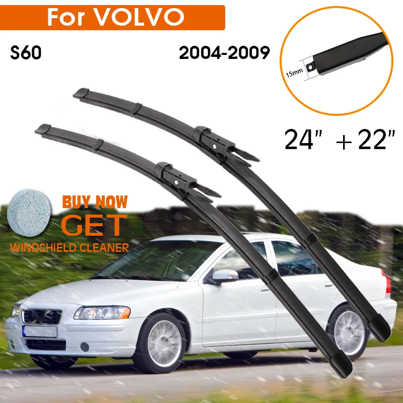 

Car Wiper Blade For Volvo S60 2004-2009 Windshield Rubber Silicon Refill Front Window Wiper 24"+22" LHD RHD Auto Accessorie