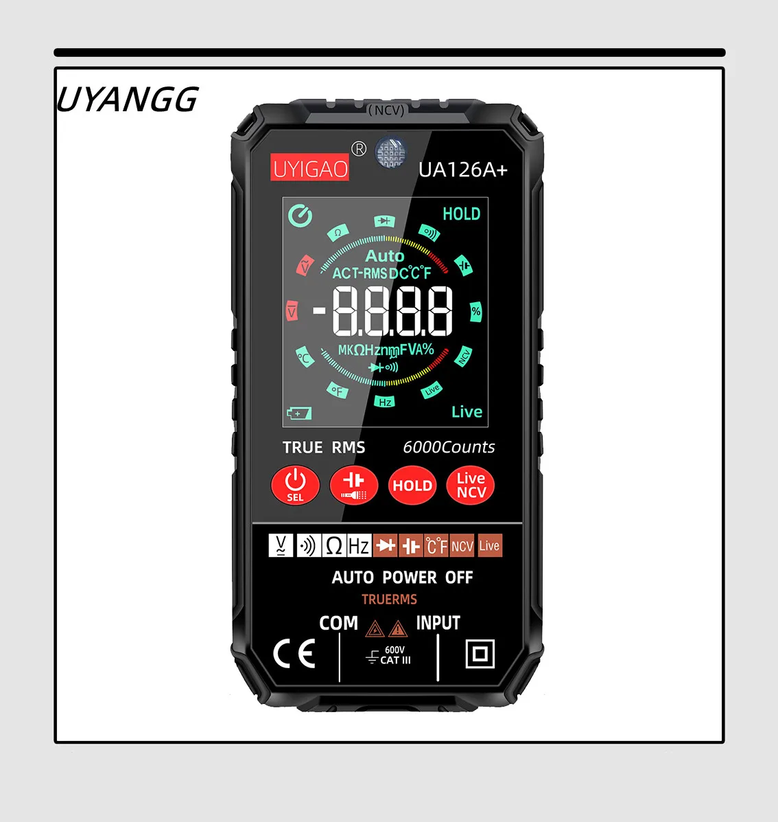 

UYANGG NEW 600V Digital Multimeter Auto Range Ture RMS AC DC NCV Smart Multimetro Tester Ohm Capacitance Hz Voltage Meter